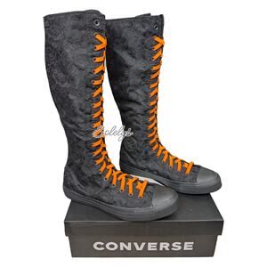 Converse CTAS XXHI Lace Black Orange Knee High Sneaker Boot Womens 11.5 NEW